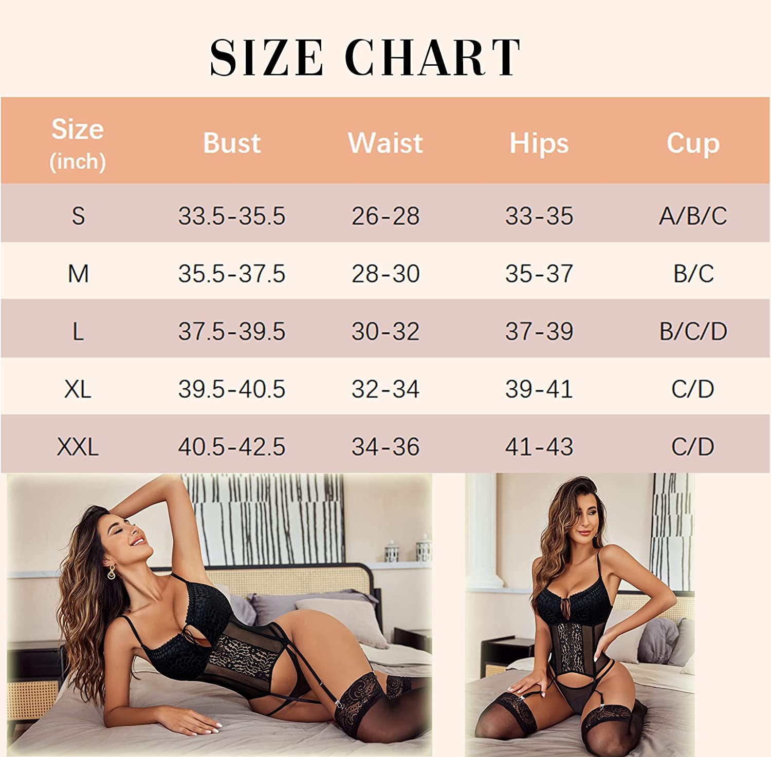 Avidlove Korsett-Dessous für Strumpfhalter, Dessous-Set, Bauchkontrolle, Teddy, Boudoir-Outfits, keine Strümpfe 