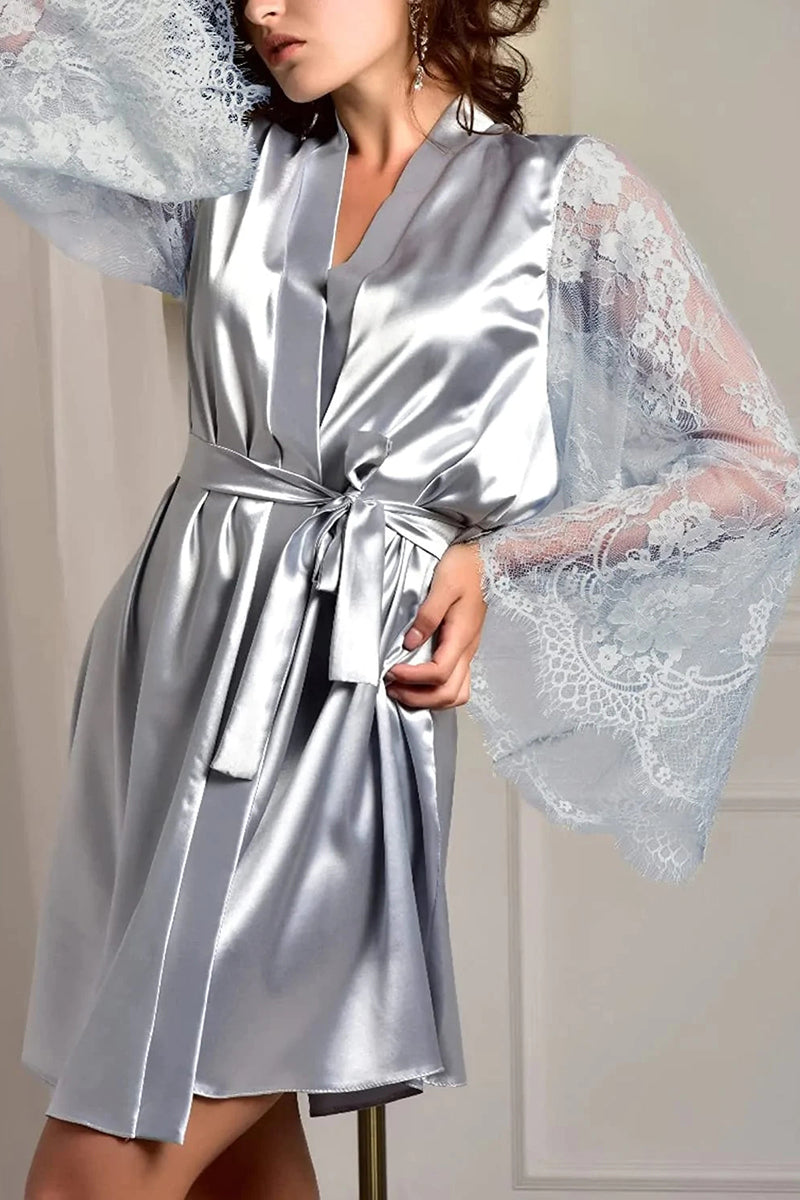 Avidlove Satin Kimono Robe for Bridesmaid and Bride Wedding Party Getting Ready Short Robe