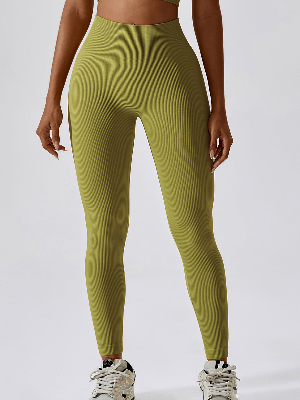 Nahtlose Yoga-Leggings mit Rippenmuster und Bauchkontrolle 