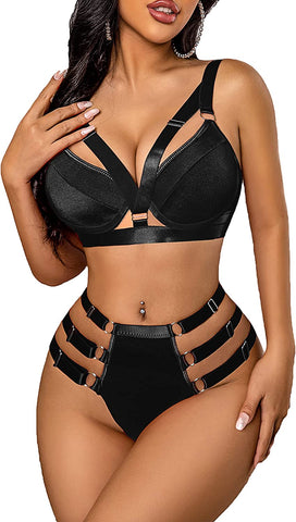 Conjunto de lencería bondage Avidlove, sujetador push up con aros y braguita, lencería de dos piezas 