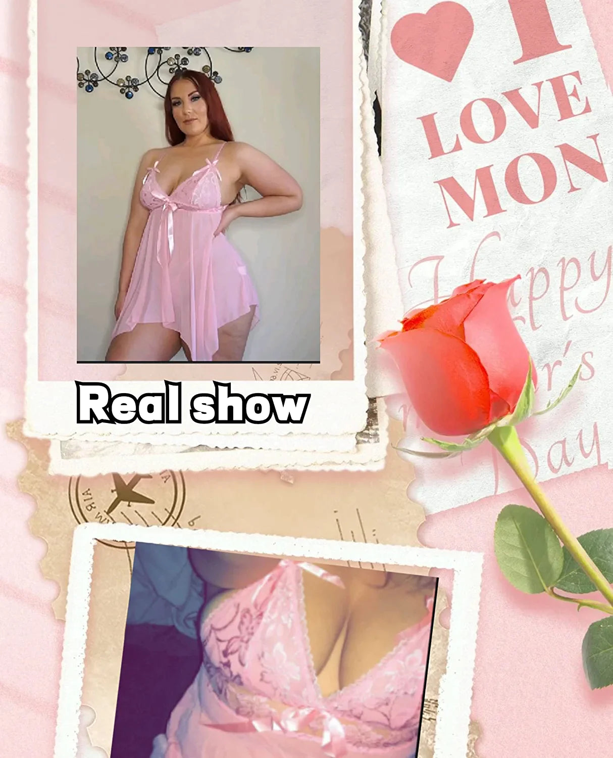 Avidlove Lingerie Lace Babydoll Nightdress Mesh Chemise V Neck Sleepwear