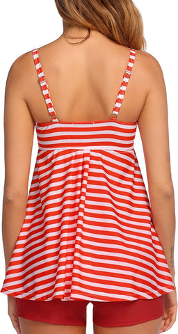 Trajes de baño tankini Avidlove Traje de baño de dos piezas con pantalones cortos Conjunto de tankini de lunares y rayas estilo marinero retro 