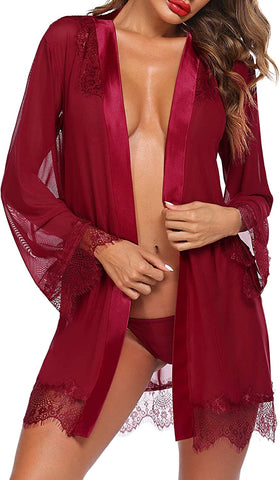 Conjunto de lencería Babydoll de encaje tipo kimono de Avidlove 