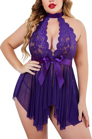 Avidlove Plus Size Babydoll for High Waist Teddy Chemise Floral Lace Lingerie