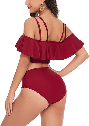 Trajes de baño Avidlove para trajes de baño de dos piezas Conjunto de bikini con parte superior con volantes y parte inferior de cintura alta 