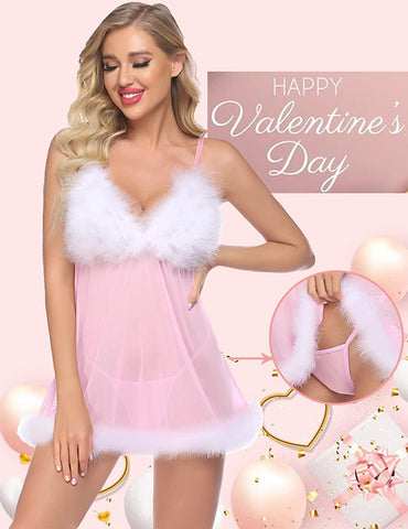 Avidlove Weihnachtsmann-Dessous-Set, Babydoll, Spitzenhemden, Nachtwäsche-Outfits 