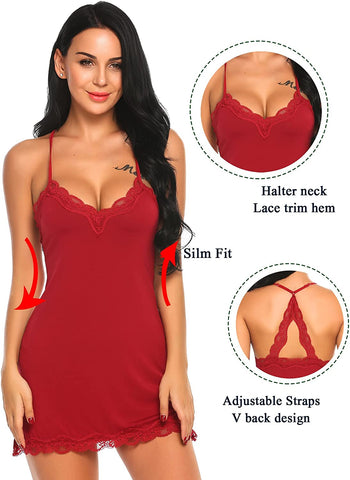 Avidlove Nachtwäsche Chemise Dessous Baumwolle Nachthemden für Frauen 