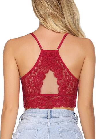 Avidlove Spitzen-Bralette für hochgeschlossene Camisoles, Racerback, doppellagiges bauchfreies Top 