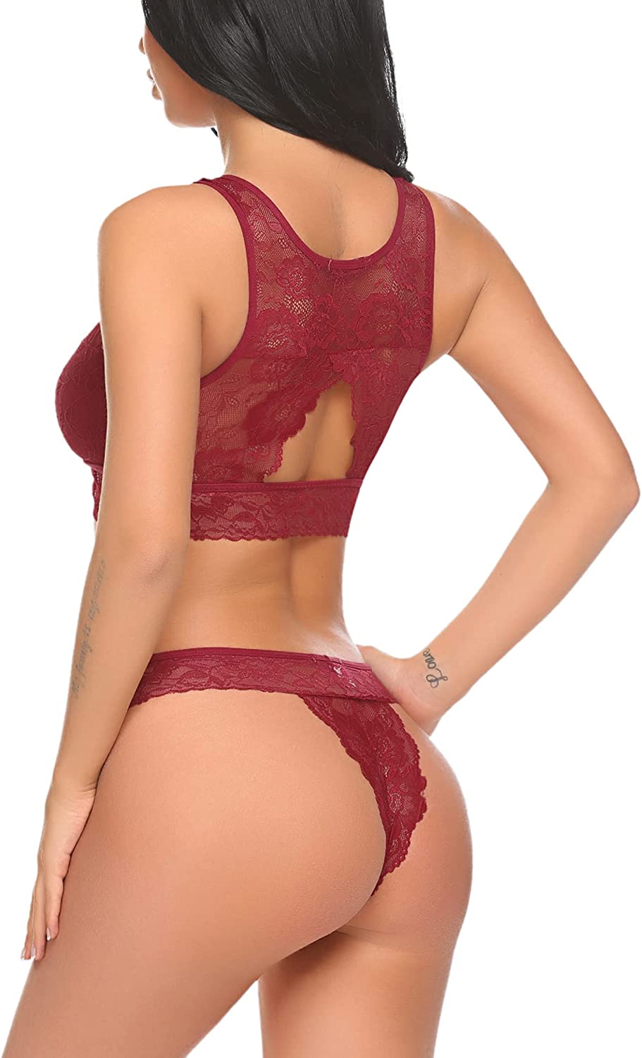 Conjunto de sujetador y braguita de encaje tipo babydoll de 2 piezas de Avidlove Lingerie Mini ropa de dormir 