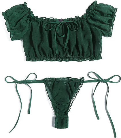 Conjunto de sujetador y braguita Avidlove Conjunto de lencería con volantes Camisola babydoll de malla