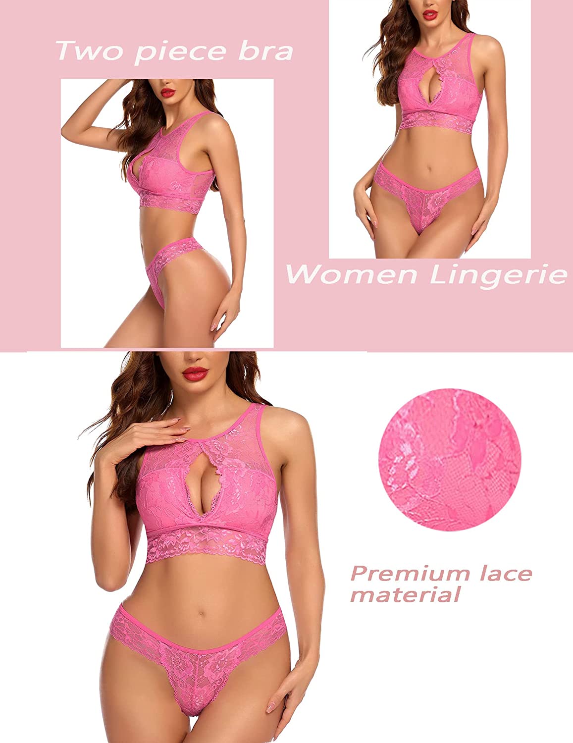 Conjunto de sujetador y braguita de encaje tipo babydoll de 2 piezas de Avidlove Lingerie Mini ropa de dormir 