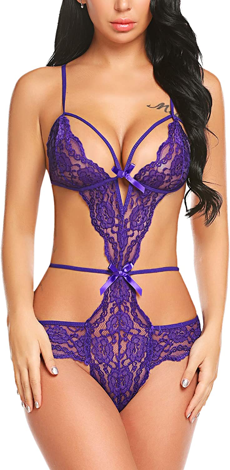 Body de encaje de Avidlove Lingerie con tiras y mini body de una pieza tipo babydoll 