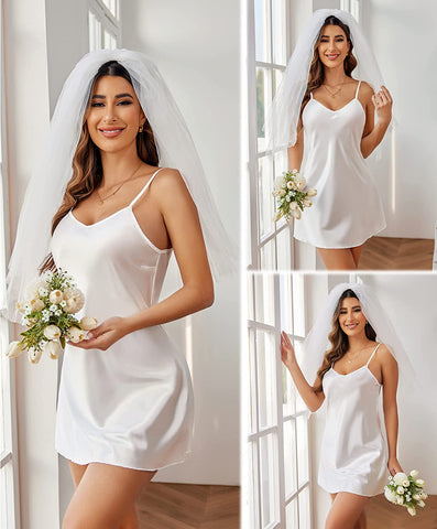 Avidlove Sleepwear Satin Nightgown Mini Slip Chemise Short Nightwear