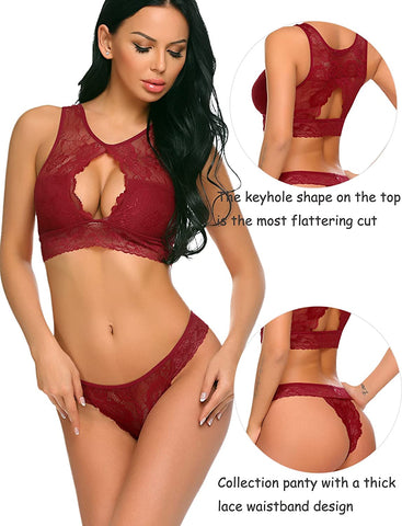 Conjunto de sujetador y braguita de encaje tipo babydoll de 2 piezas de Avidlove Lingerie Mini ropa de dormir 