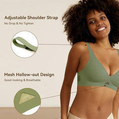 Smooth Comfortable Breathable Mesh Cool Feeling Wireless Bra Green