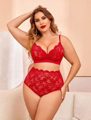 Avidlove Spitzen-Dessous-Set, BH und Höschen mit hoher Taille, 2-teilig, Babydoll-Outfits