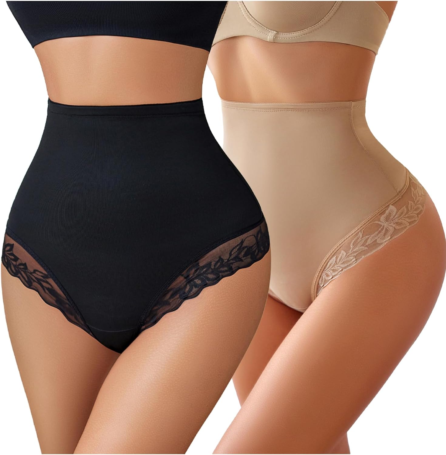 Braguitas moldeadoras Avidlove de control, ropa interior de encaje sin costuras para el abdomen, tanga de cintura alta