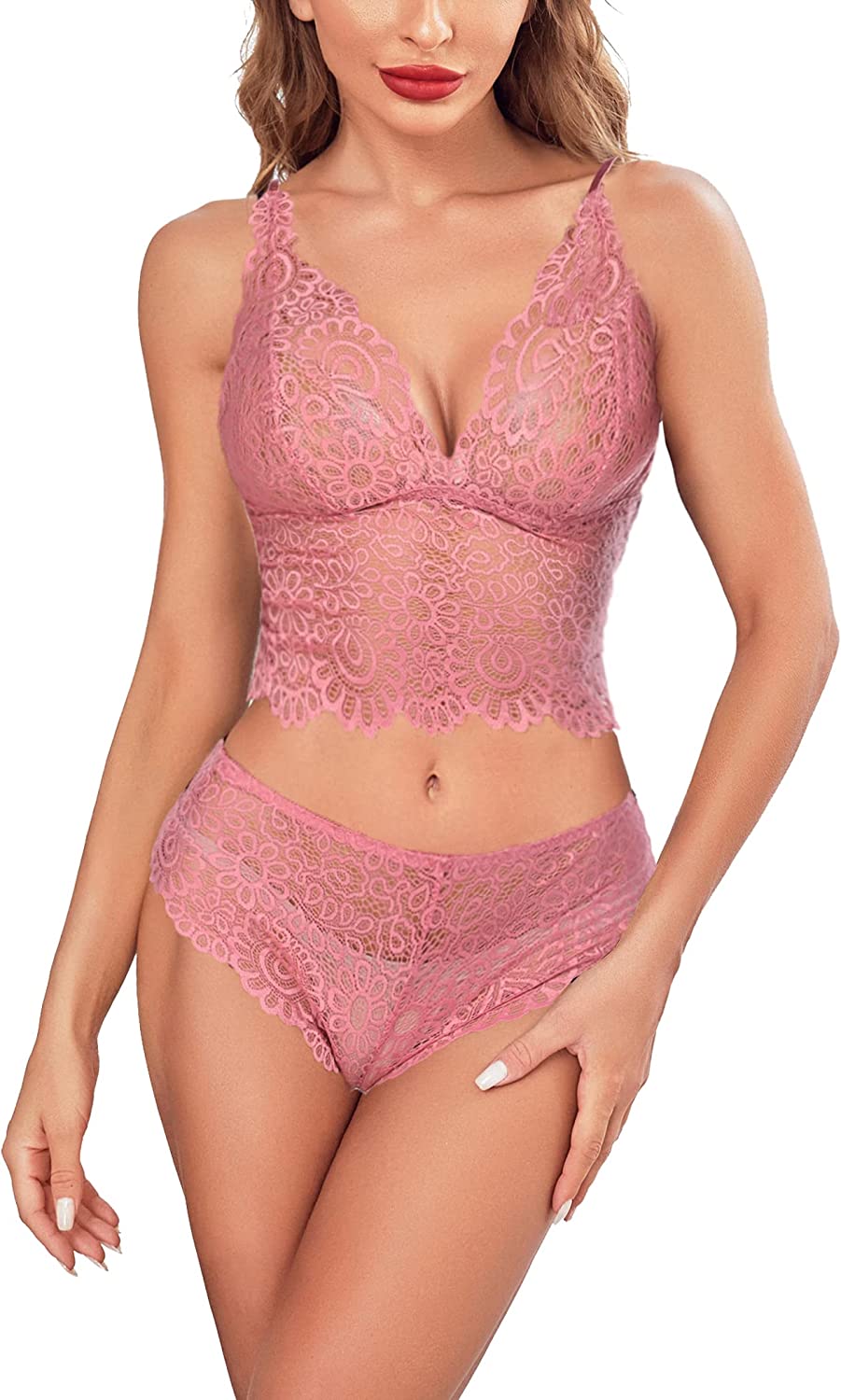 Avidlove Dessous-Set, Spitzen-BH und Höschen-Set, zweiteilige Babydoll-Unterwäsche