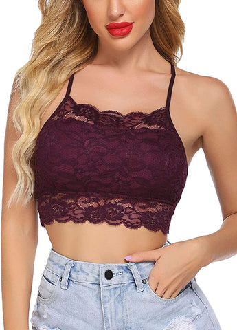 Avidlove Spitzen-Bralette für hochgeschlossene Camisoles, Racerback, doppellagiges bauchfreies Top 