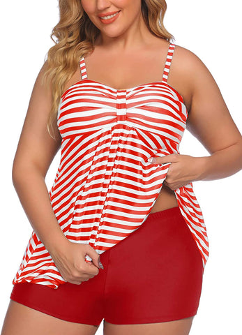 Trajes de baño tankini Avidlove Traje de baño de dos piezas con pantalones cortos Conjunto de tankini de lunares y rayas estilo marinero retro 