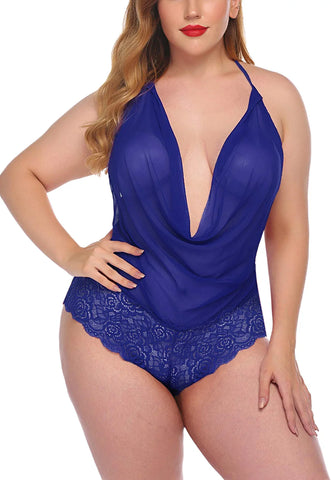 Body de una pieza con cuello halter y encaje de Avidlove Lingerie 