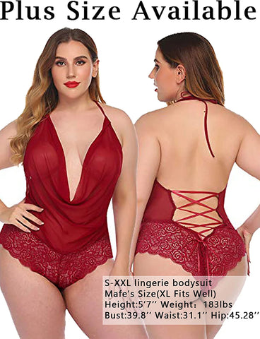 Body de una pieza con cuello halter y encaje de Avidlove Lingerie 