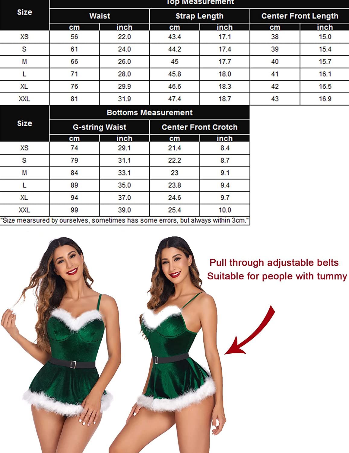 Avidlove Christmas Lingerie Santa Costume For V Neck Velvet Lingerie