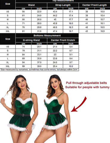 Avidlove Christmas Lingerie Santa Costume For V Neck Velvet Lingerie