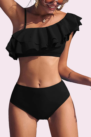 Avidlove One-Shoulder-Badeanzüge für Rüschen-Bikini, zweiteilige Badeanzüge 