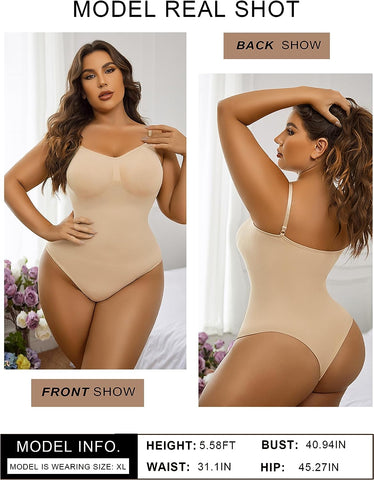 Avidlove Bodysuit Shapewear Bodysuits Spaghetti Strap V Neck Slimming Thong Body Shaper Tummy Control S-3XL