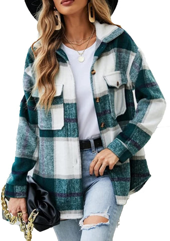 Plaid Long Sleeve Coat