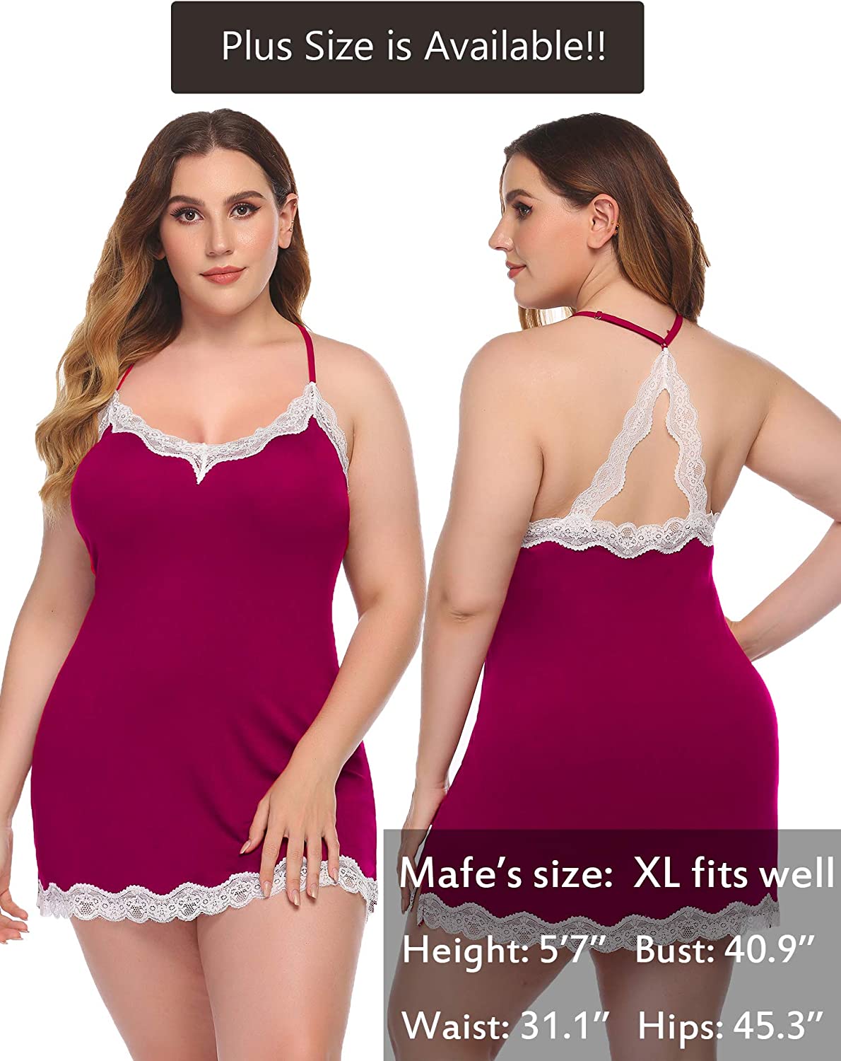 Avidlove Nachtwäsche Chemise Dessous Baumwolle Nachthemden für Frauen 