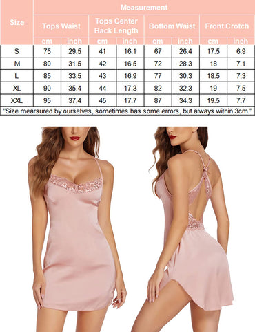 Avidlove Dessous für Satin-Spitzen-Chemise-Nachthemd Seide Babydoll Nachtwäsche Kleid