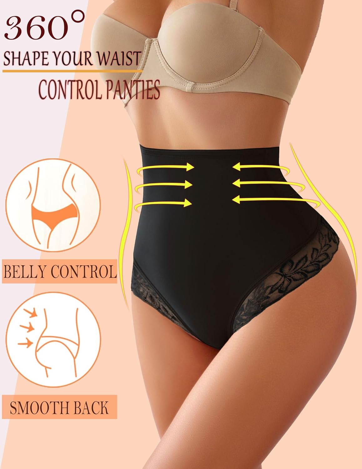 Braguitas moldeadoras Avidlove de control, ropa interior de encaje sin costuras para el abdomen, tanga de cintura alta