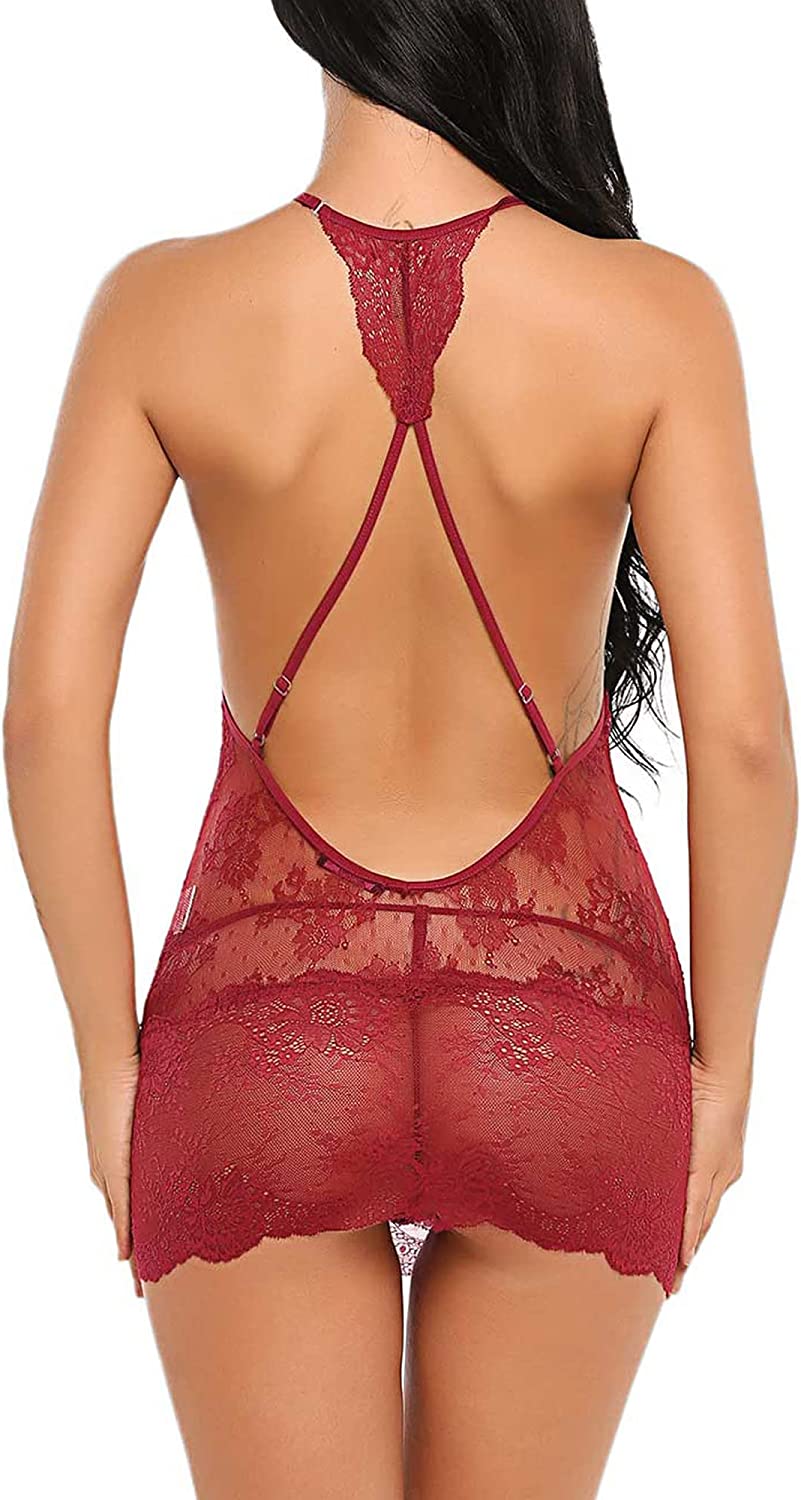 Avidlove Babydoll Lingerie Neck Halter Teddy Lingerie Lace Chemise