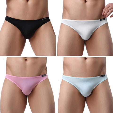 Pack de 4 calzoncillos tipo bikini elásticos de tiro bajo clásicos para hombre de Avidlove Underwear 