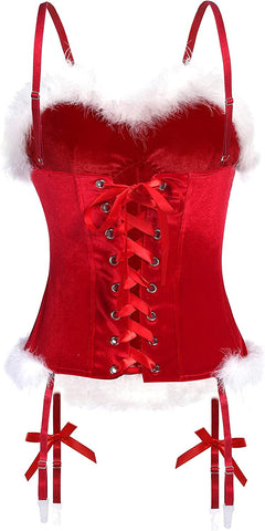 Avidlove Weihnachts-Dessous für Weihnachtsmann-Kostüm, Bustier, Korsett, Top, Body, Strumpfhalter, Dessous 