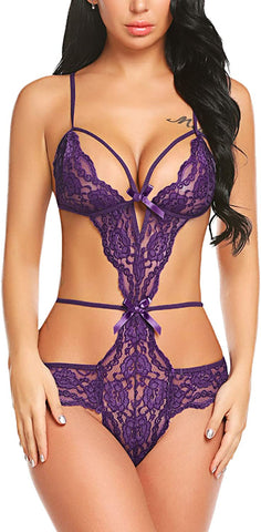 Body de encaje de Avidlove Lingerie con tiras y mini body de una pieza tipo babydoll 