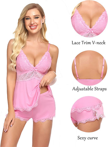 Avidlove Sweetness Cami Set Spitzen-Camisole Dessous Nachtwäsche Pyjamas Lounge-Sets