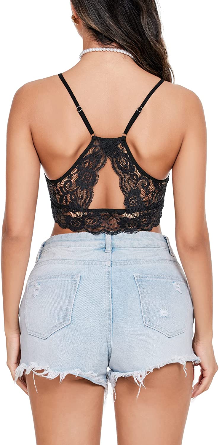 Avidlove Spitzen-Bralette für hochgeschlossene Camisoles, Racerback, doppellagiges bauchfreies Top 