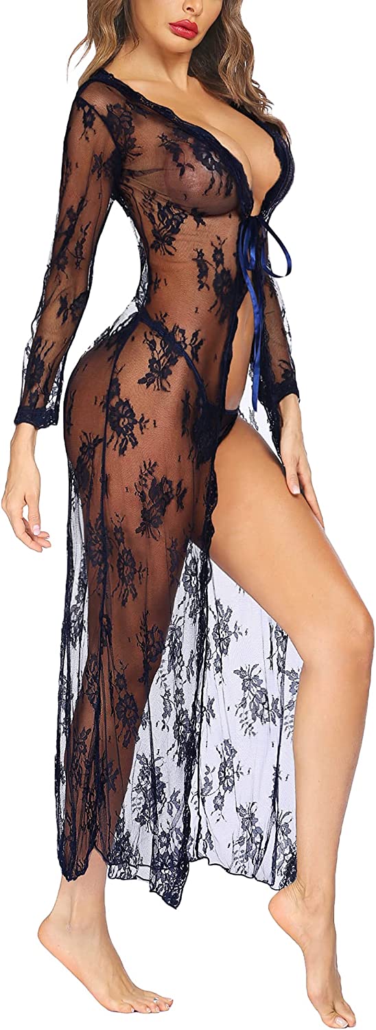 Avidlove Lace Robe for Lingerie Bridal Lace Babydoll Robe Lingerie Sheer Wedding Gown