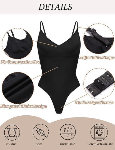 Avidlove Bodysuit Shapewear Bodysuits Spaghettiträger V-Ausschnitt Schlankheits-Tanga Body Shaper Bauchkontrolle S-3XL 