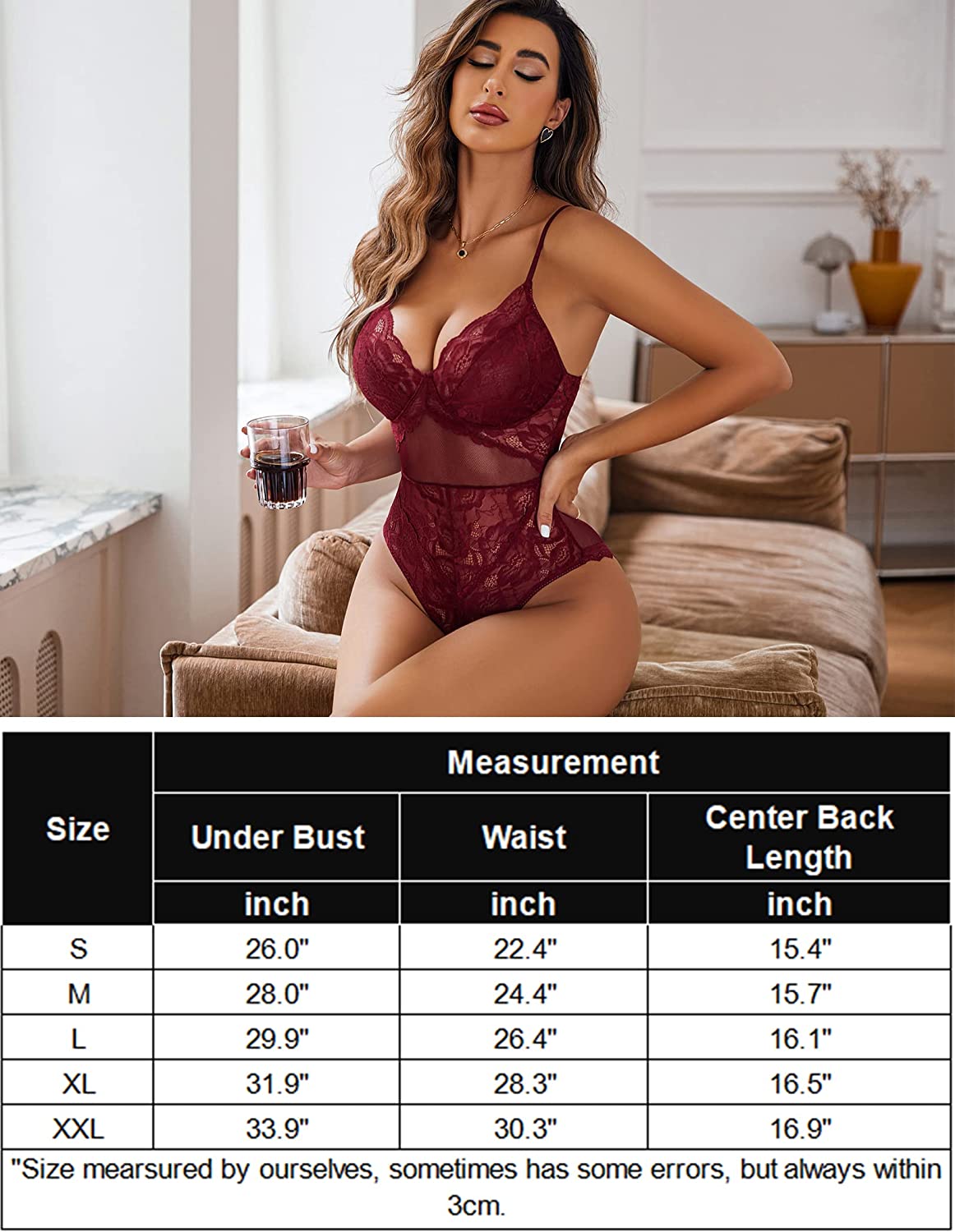 Avidlove Snap Crotch Bodysuit Lace Teddy Lingerie One Piece Lingerie for Women