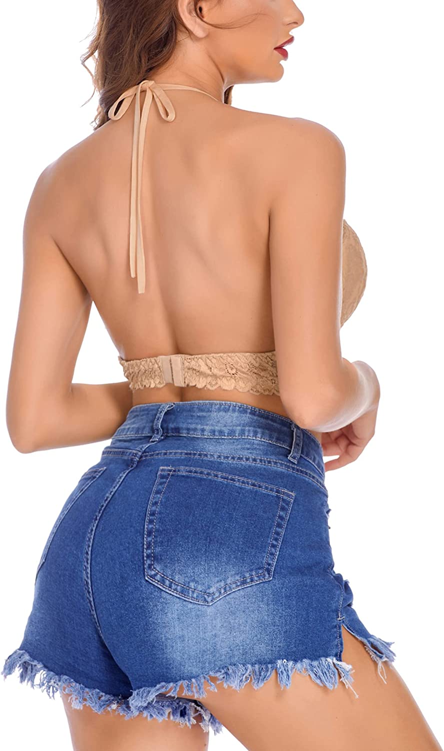 Sujetador tipo bralette de encaje con escote en V profundo y sin aros de Avidlove 