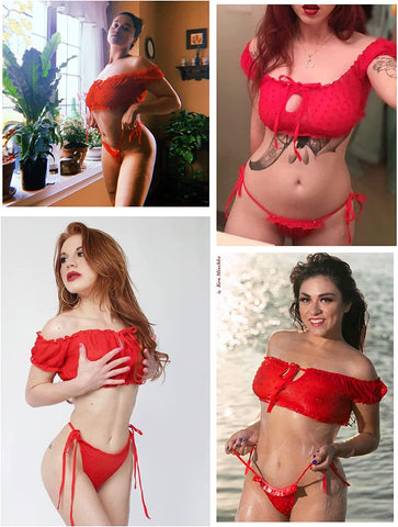 Conjunto de sujetador y braguita Avidlove Conjunto de lencería con volantes Camisola babydoll de malla