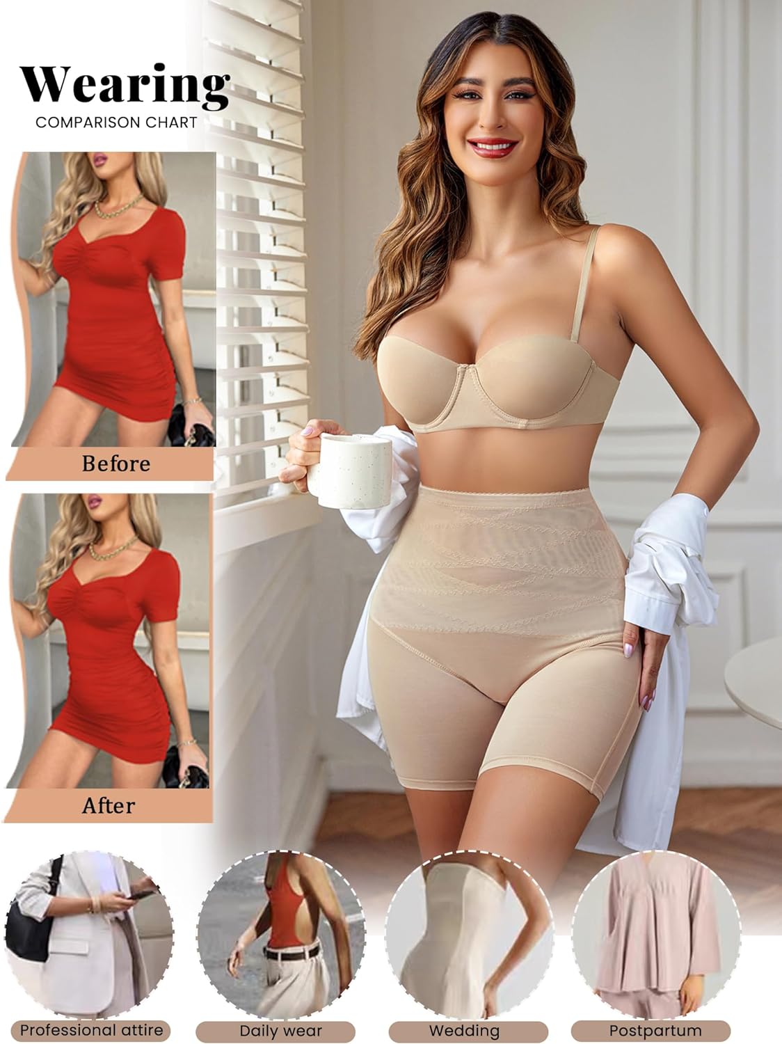 Fajas moldeadoras Avidlove para cintura alta, pantalones cortos moldeadores, ropa interior moldeadora para realce de glúteos, bragas reductoras de muslos y control de abdomen 