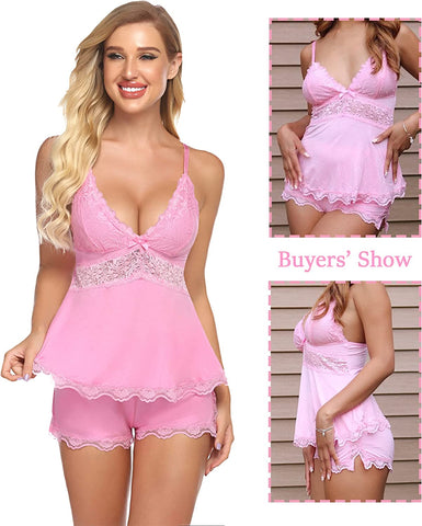 Avidlove Sweetness Cami Set Lace Camisole Lingerie Nightwear Pajamas Lounge Sets