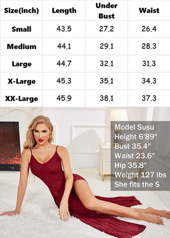 Avidlove Plus Size Kleid für Babydoll Mesh Maxi Nachthemd Riemchen Exotische Nachtwäsche Seitenschlitze 