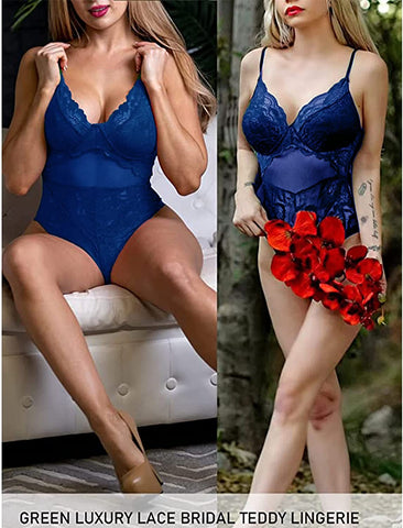 Avidlove Bodysuit mit Druckknopfverschluss im Schritt, Spitzen-Teddy-Dessous, einteilig, Dessous für Damen 