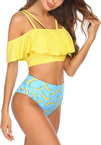 Avidlove Swimsuits for Two Piece Bathing Suits Ruffled Flounce Top with High Waisted Bottom Bikini Set